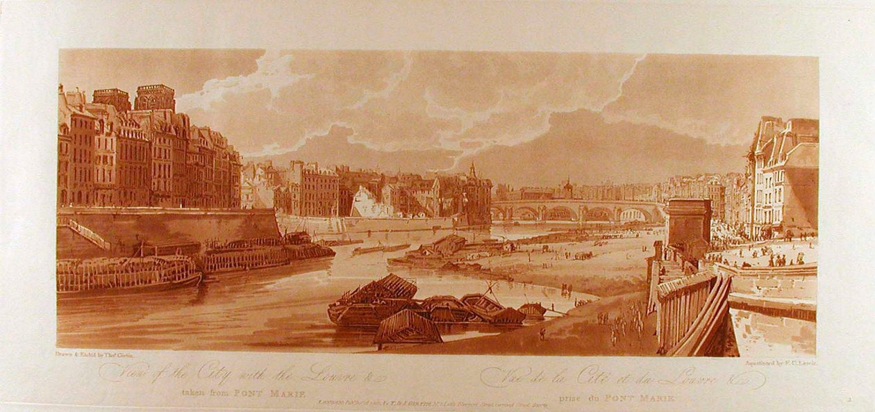 Ansicht der Stadt mit dem Louvre &c vom Pont-Marie aus gesehen 作： トーマス・ガーティン