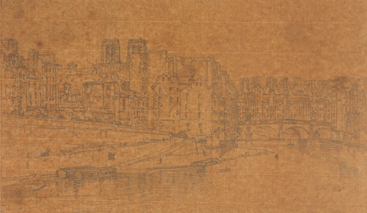 Vista da Pont St.Michel, tirada da Pont Neuf, 1803 (estudo para a Placa 4 de Views in Paris) 作： トーマス・ガーティン