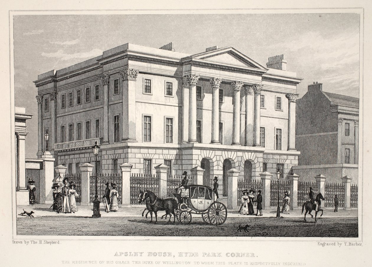 Apsley House、Hyde Park Corner、from &39;London and it&39;s Environs in the 19th Century&39; pub。 Jones und Co.、1827-1829 作： トーマス・ホスマー・シェパード