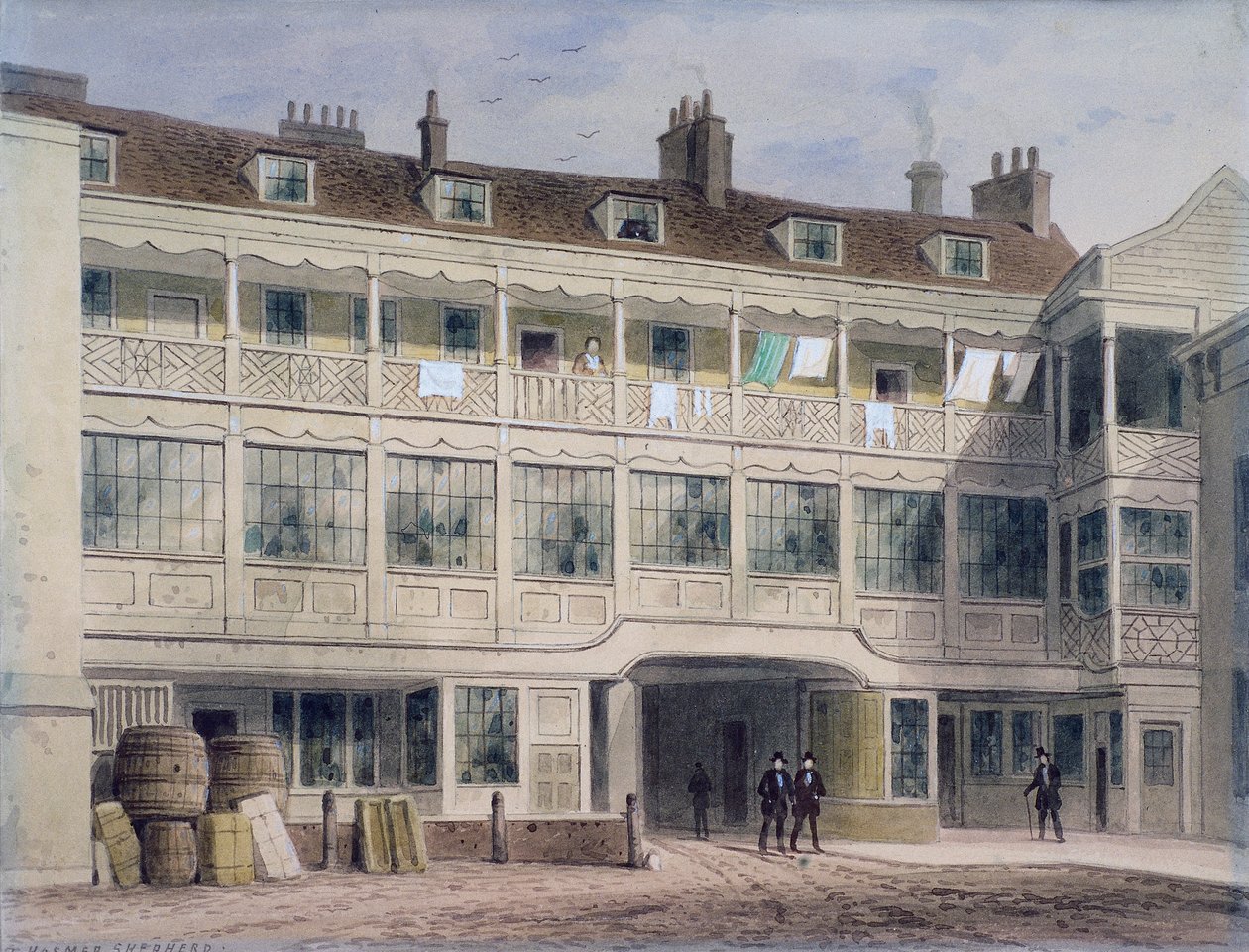 Belle Sauvage Yard、Ludgate Hill、ロンドン、c1850 作： トーマス・ホスマー・シェパード
