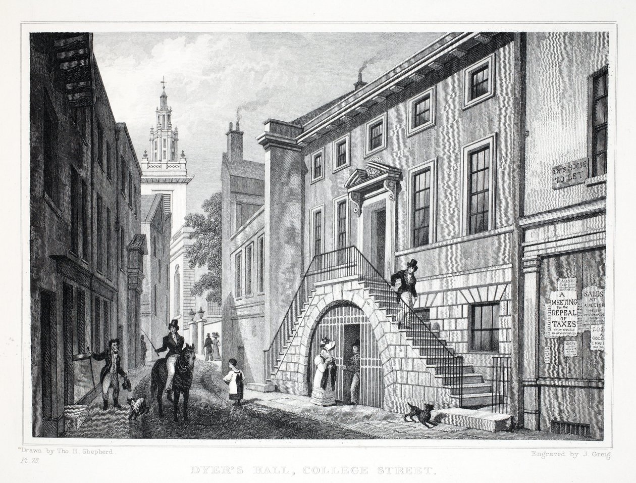 ロンドンのダイアーズホール、リトルエルボーレーンは、19世紀のパブにあります。 Jones und Co.、1827-1829 作： トーマス・ホスマー・シェパード