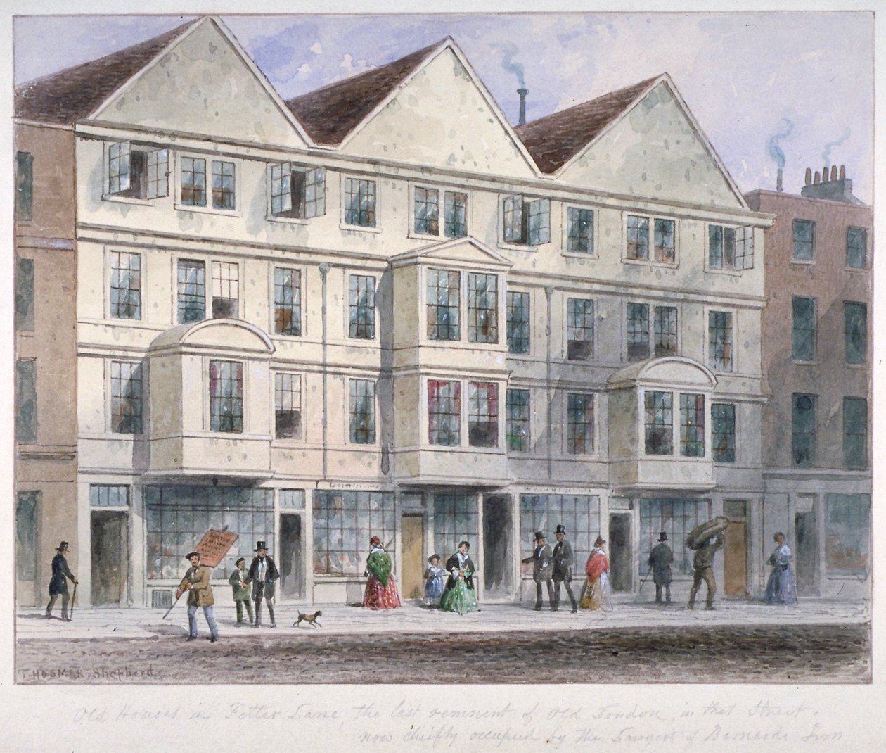 Fetter Lane、ロンドン市、1855 作： トーマス・ホスマー・シェパード