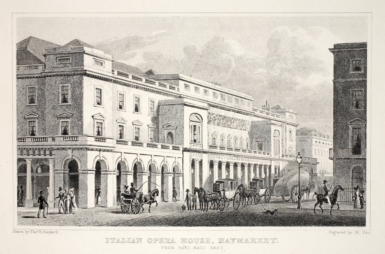 イタリアのオペラハウス、ヘイマーケット、「ロンドンと19世紀の環境」パブから。 Jones und Co.、1827-1829 作： トーマス・ホスマー・シェパード