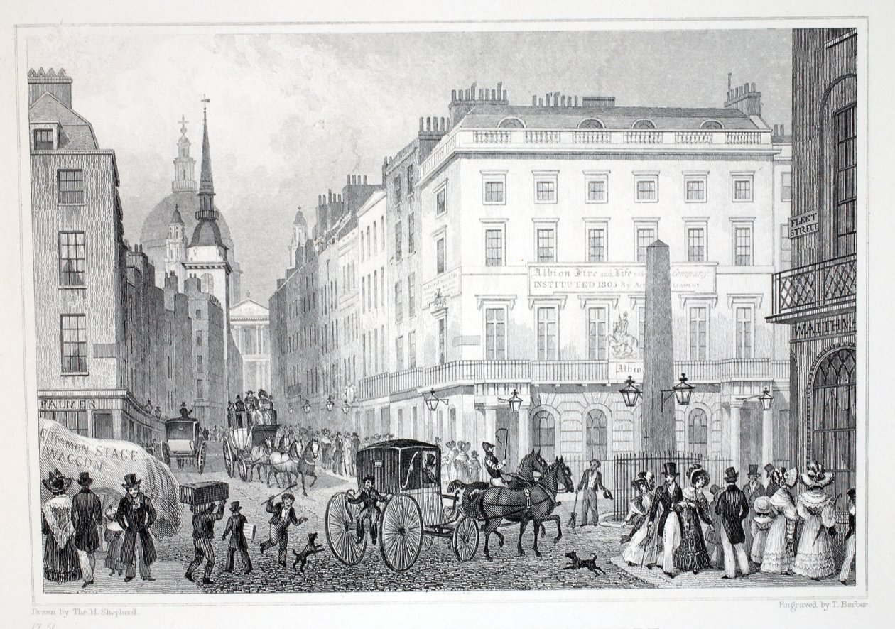 Ludgate Hill、フリートストリート、「ロンドンと19世紀の周辺」パブ。 Jones und Co.、1827-1829 作： トーマス・ホスマー・シェパード