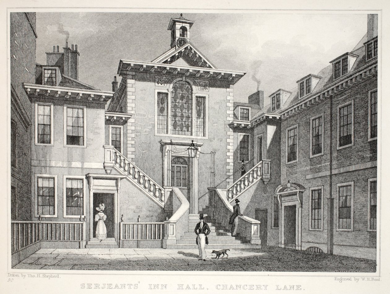 Serjeant&39;s Inn、Chancery Lane、「ロンドンと19世紀の周辺」パブから。 Jones und Co.、1827-1829 作： トーマス・ホスマー・シェパード
