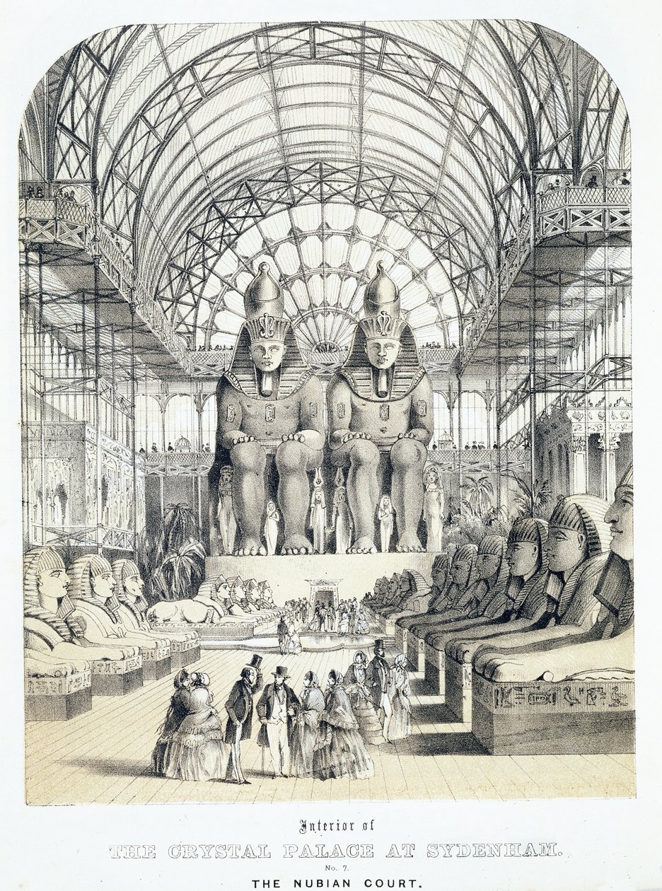 シデナムのクリスタルパレスにあるヌビアンコート、1851-1855年頃（アクアチント） 作： トーマス・ホスマー・シェパード