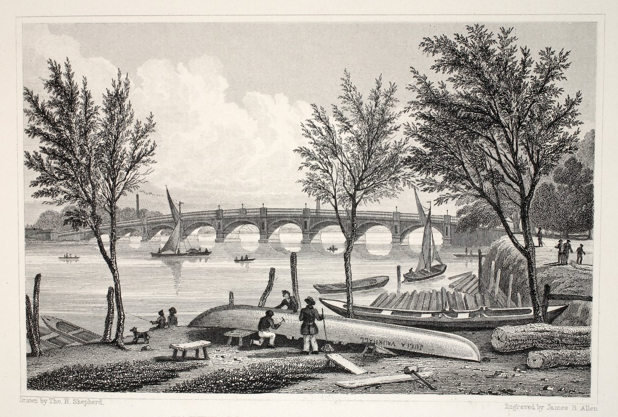 ミルバンクの「ボクソール橋」、「ロンドンと19世紀の周辺」パブ。 Jones und Co.、1827-1829 作： トーマス・ホスマー・シェパード