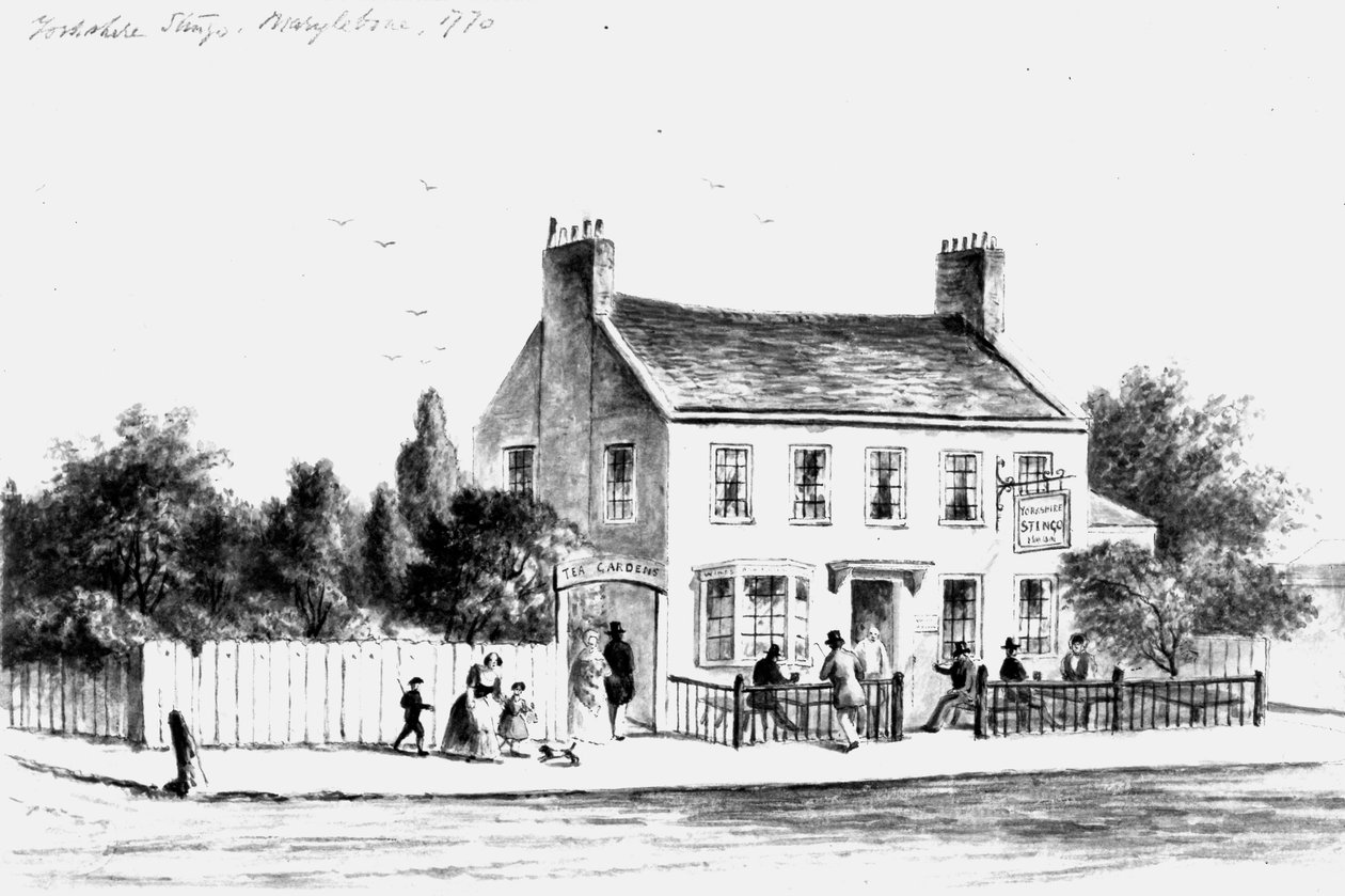 1860-1859年のパディントンのヨークシャースティンゴパブリックハウスの眺め（図） 作： トーマス・ホスマー・シェパード