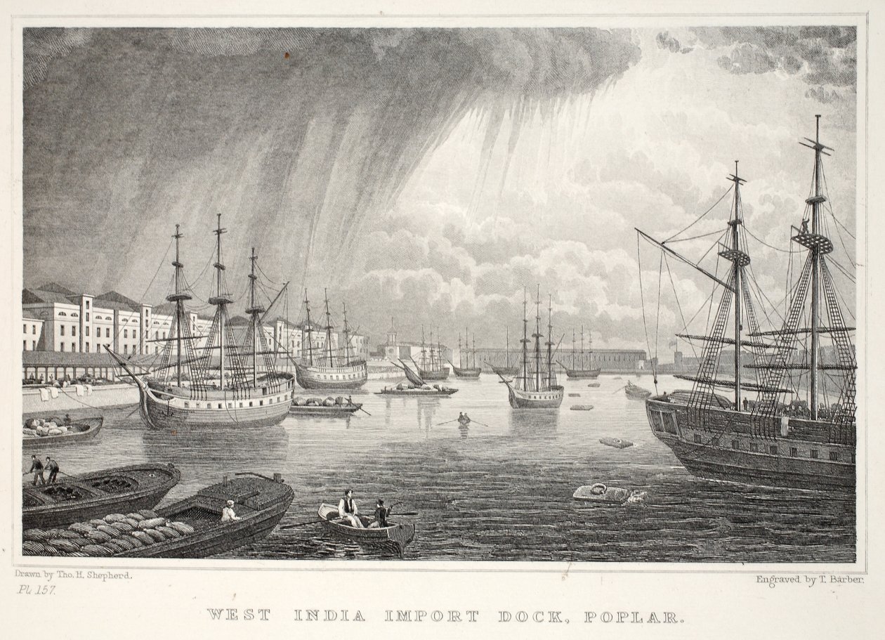 西インドのドック、犬の島、ロンドン出身で、19世紀のパブにあります。 Jones und Co.、1827-1829 作： トーマス・ホスマー・シェパード