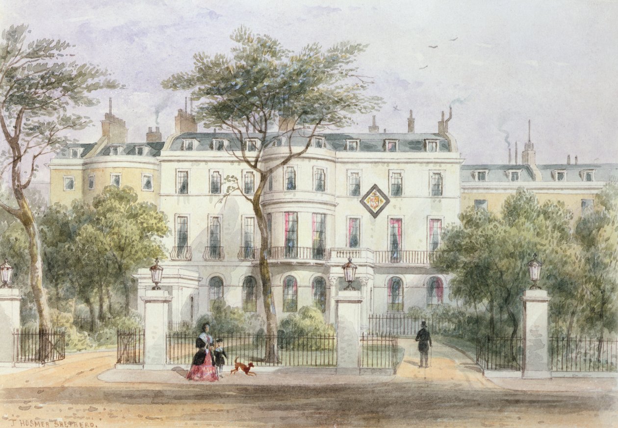 プリヴィガーデン（1788〜1850）1851年のロバートピール卿の家の西側正面 作： トーマス・ホスマー・シェパード