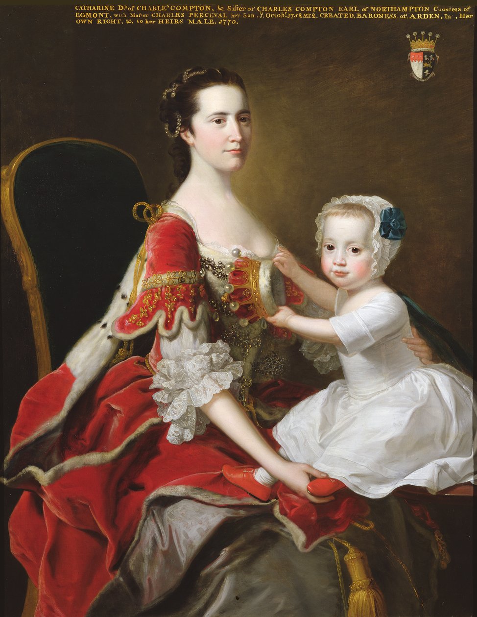 キャサリン・コンプトン（d.1784）の肖像エグモント伯爵夫人と彼女の長男のチャールズ・パーセヴァル（b.1756）1758 作： トーマス・ハドソン