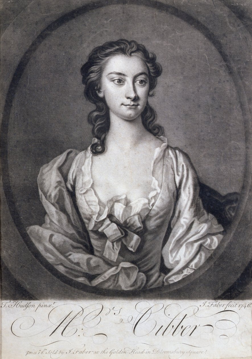 ジョンファーバー（1684-1756）、1746年に彫刻されたシバー夫人（1714-66）、女優、歌手の肖像画 作： トーマス・ハドソン