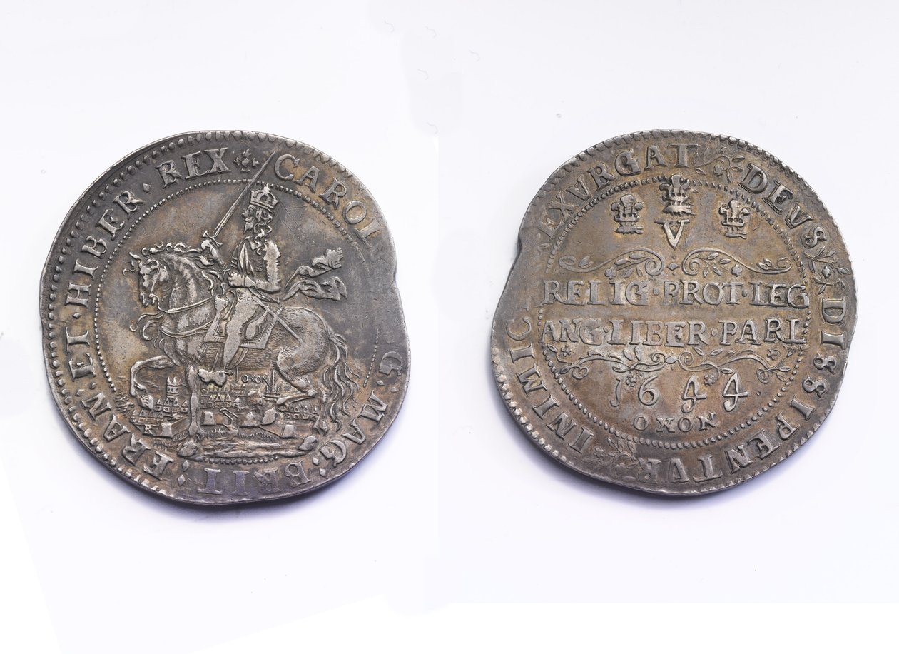 オックスフォードクラウン、1644年（金属） 作： トーマス・J・ローリンズ
