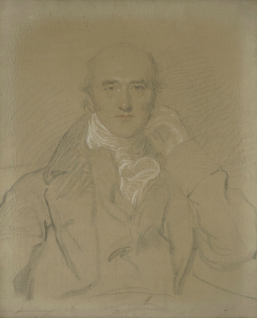 ジョージ・カニングの肖像、MP（1770-1827）、ハーフレングス、着席（鉛筆、キャンバスに黒、白、赤のチョーク） 作： トーマス・ローレンス