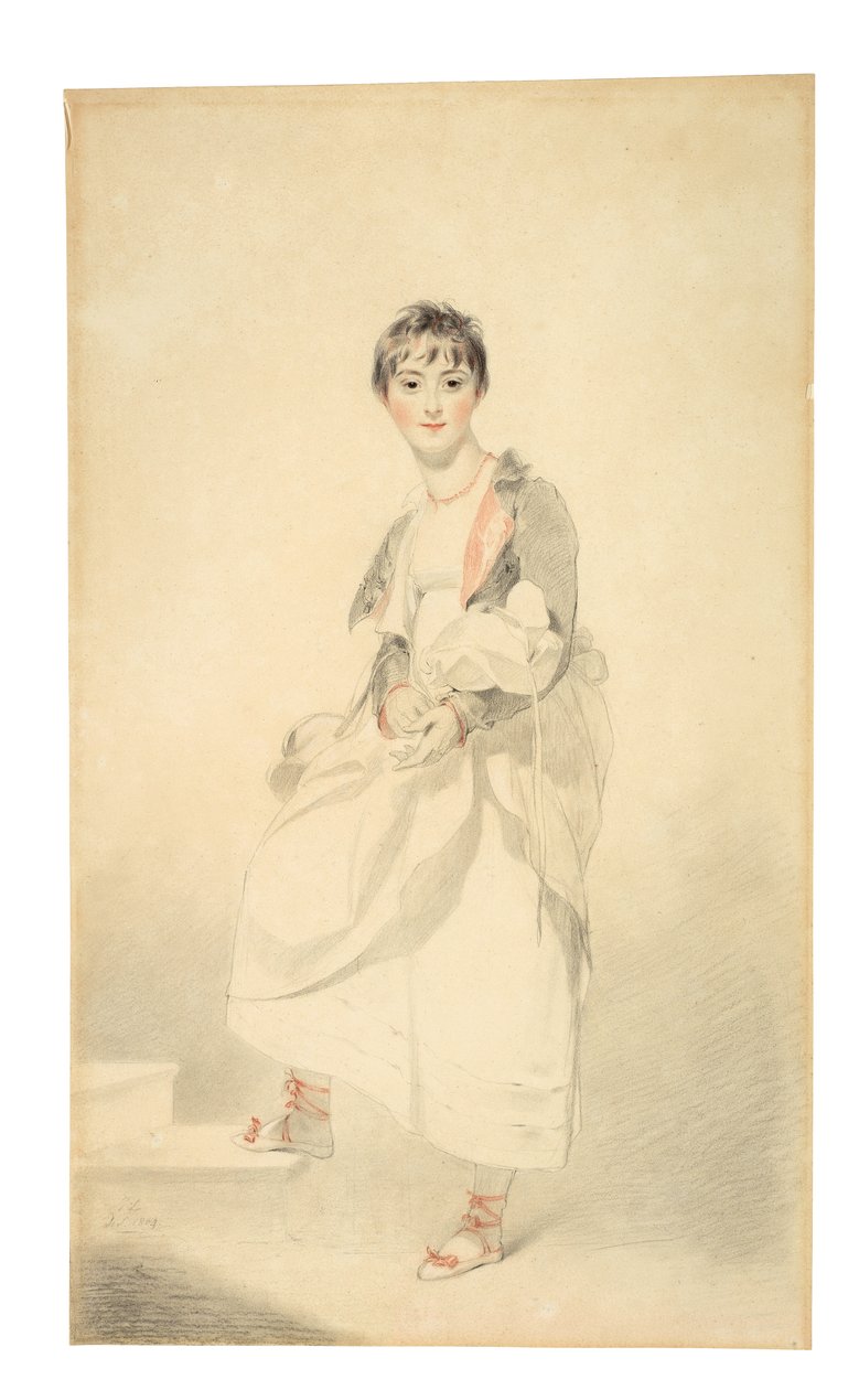 フランシス・ハミルトン夫人の肖像（1795-1860）（黒と赤のチョーク） 作： トーマス・ローレンス