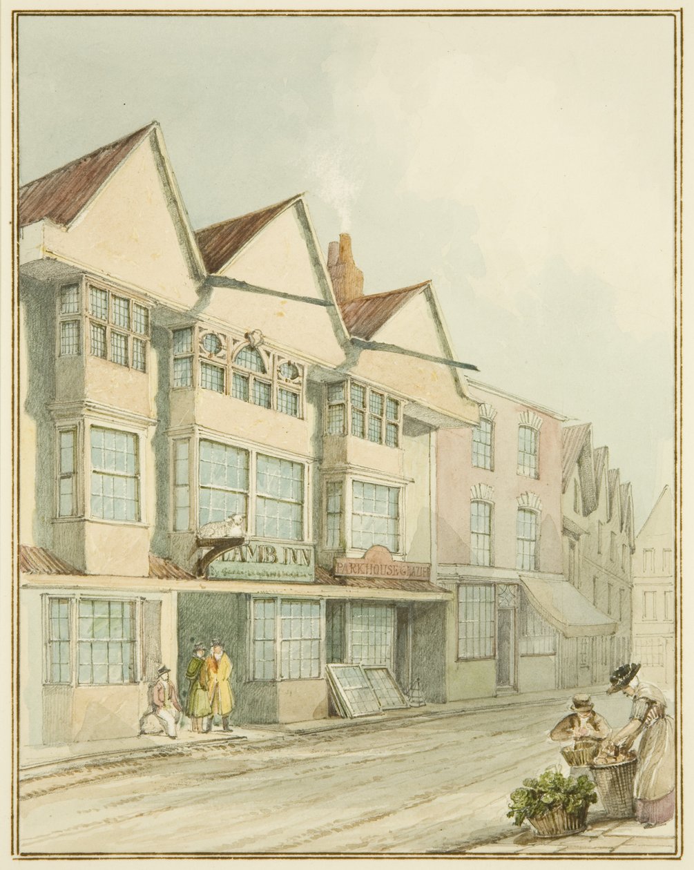 The Lamb Inn, West Street（水彩・紙 作： トーマス・リーソン・ザ・エルダー・ロウボタム