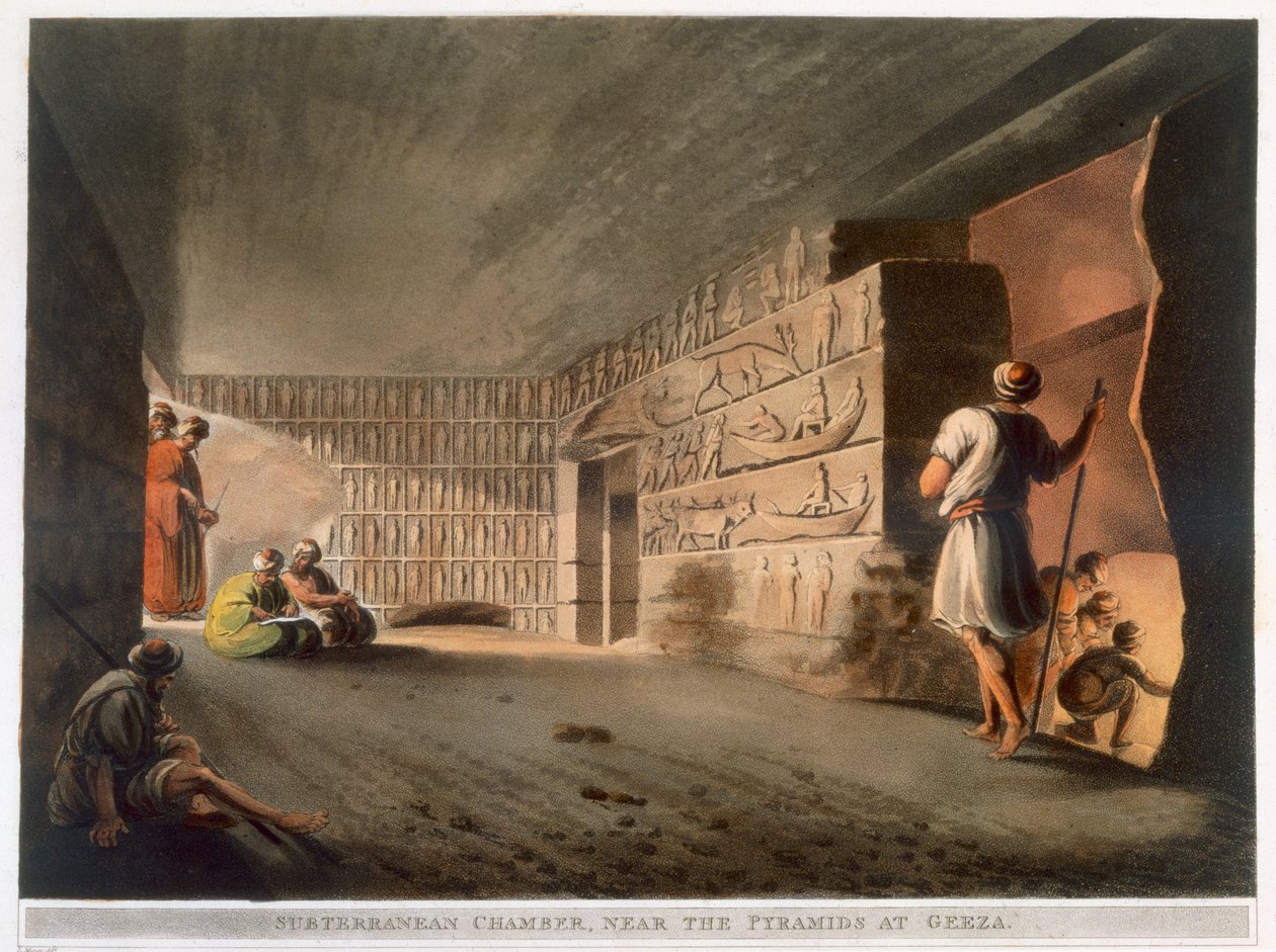 「ギザのピラミッド近くの地下室」、1802年 作： トーマス・ミルトン
