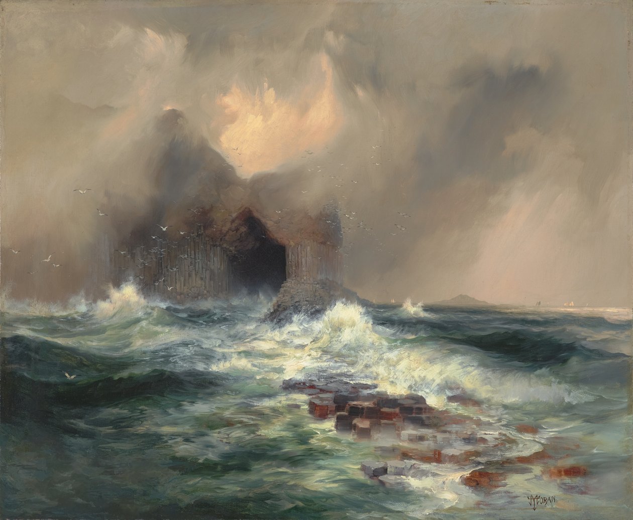 フィンガルの洞窟、スタッファ島、スコットランド 1884年 （油彩