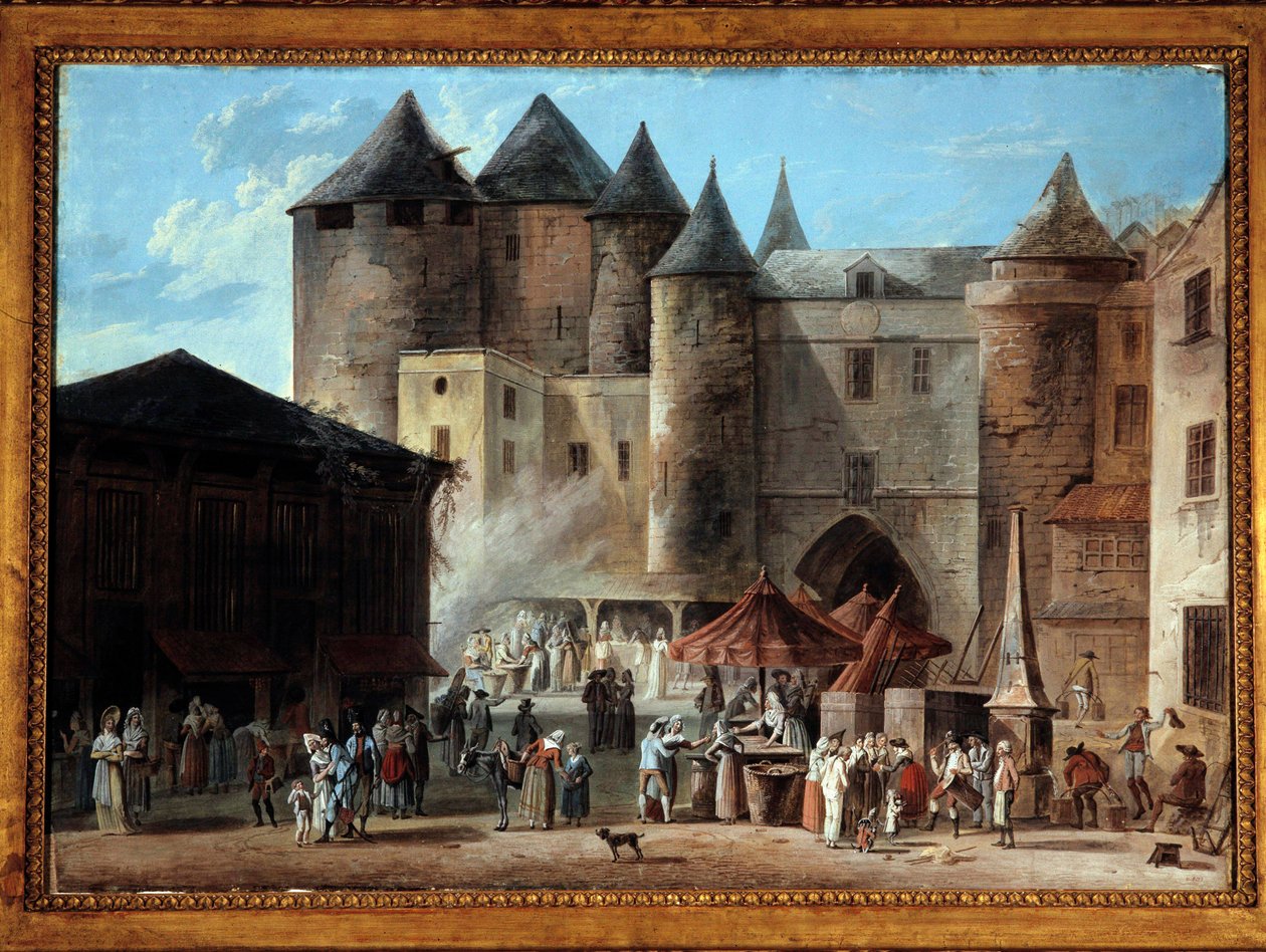パリのグラン・シャトレ広場 フランス革命当時の街並み。トマ・ノーデ（1778-1810）による絵画 作： トーマス・ノーデ