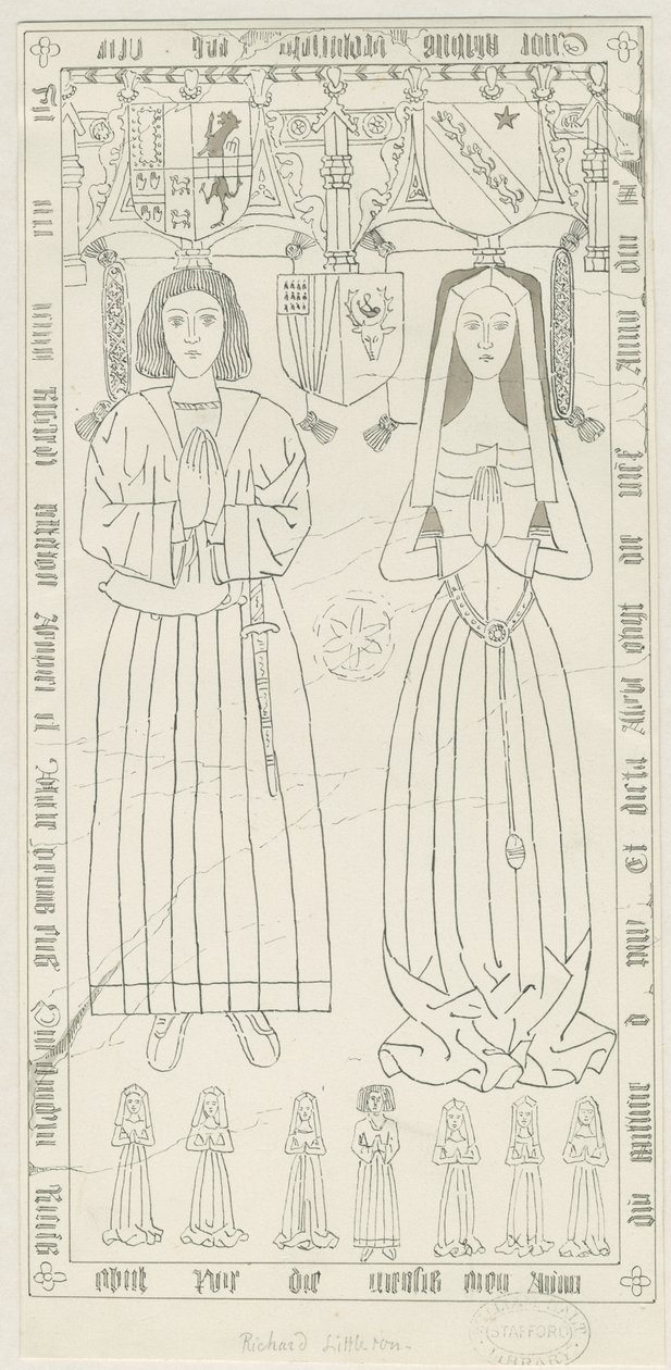 ペンクリッジ教会-リチャードリトルトンの墓：ペンとインクの描画、nd [1842-1845]（描画） 作： トーマス・ペプロー・ウッド