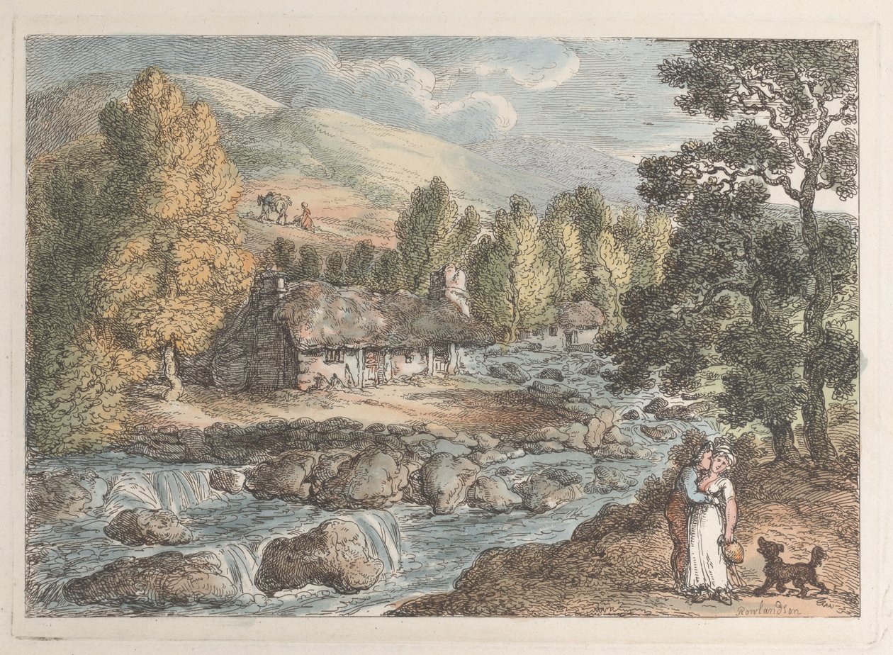 コーンウォールの景色からのコーニッシュの滝、1812., 1812. 作： トーマス・ローランドソン