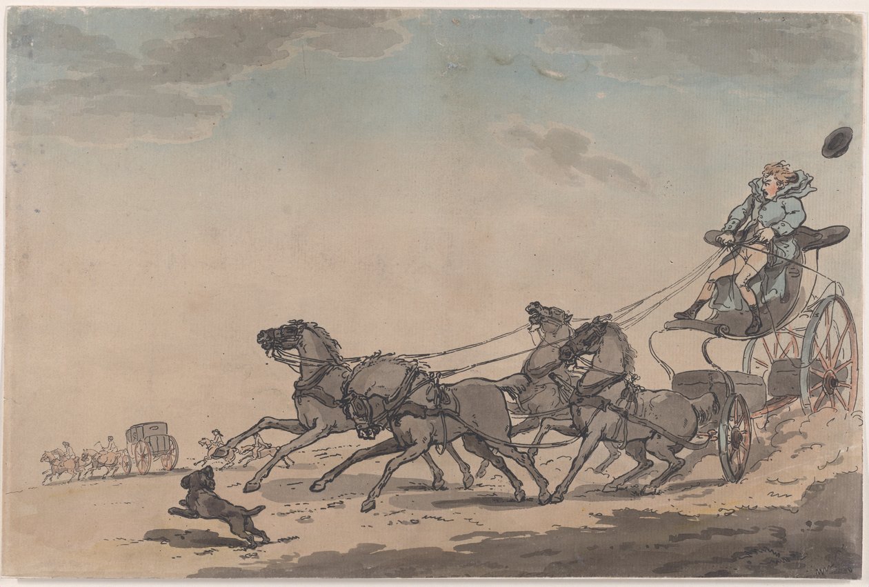 フォーインハンド、または暴走馬車、1791-93。、1791-93。 作： トーマス・ローランドソン