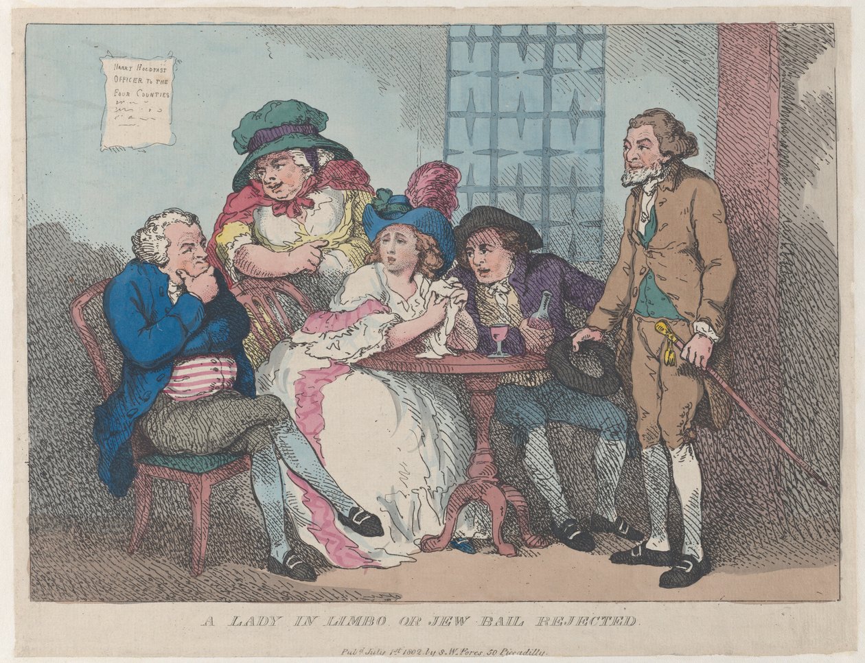 A Lady in Limbo, or Jew Bail Rejected, July 1, 1802., July 1, 1802. 作： トーマス・ローランドソン