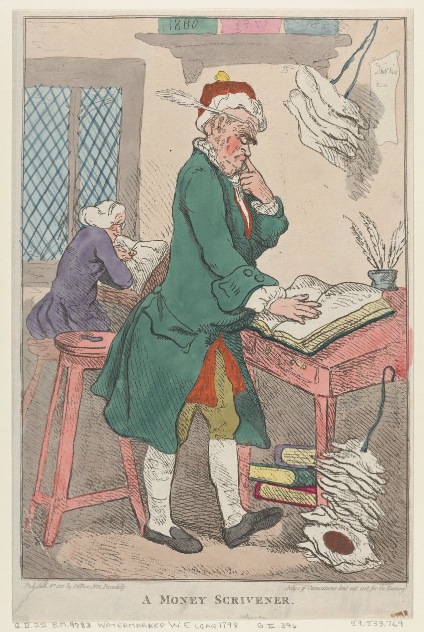 お金の書記官、1801 年 1 月 1 日、1801 年 1 月 1 日。 作： トーマス・ローランドソン