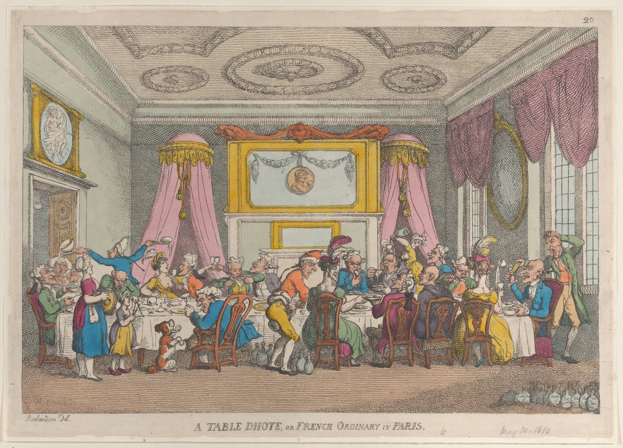 1810 年 5 月 30 日、パリでの定食またはフランスの通常。 作： トーマス・ローランドソン