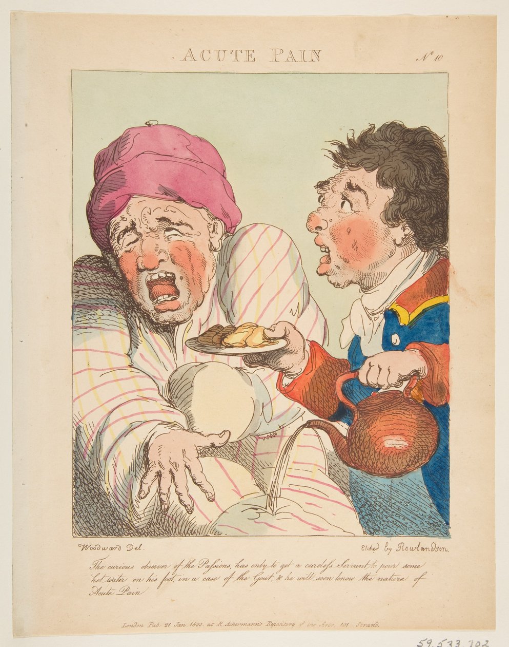 1800年1月21日、救われた急性の痛みル・ブルン、または情熱の似顔絵。 作： トーマス・ローランドソン