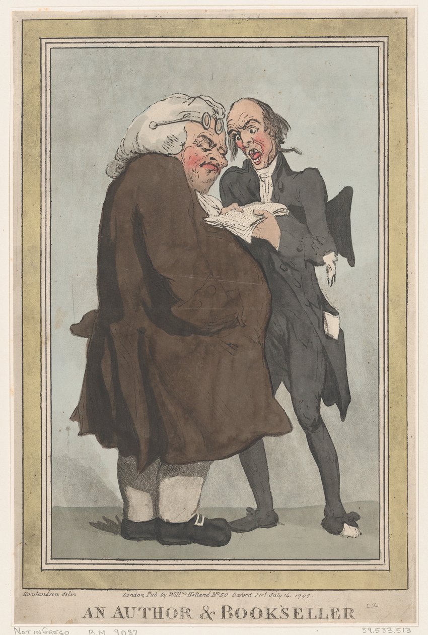An Author & Bookseller、1797 年 7 月 14 日、1797 年 7 月 14 日。 作： トーマス・ローランドソン