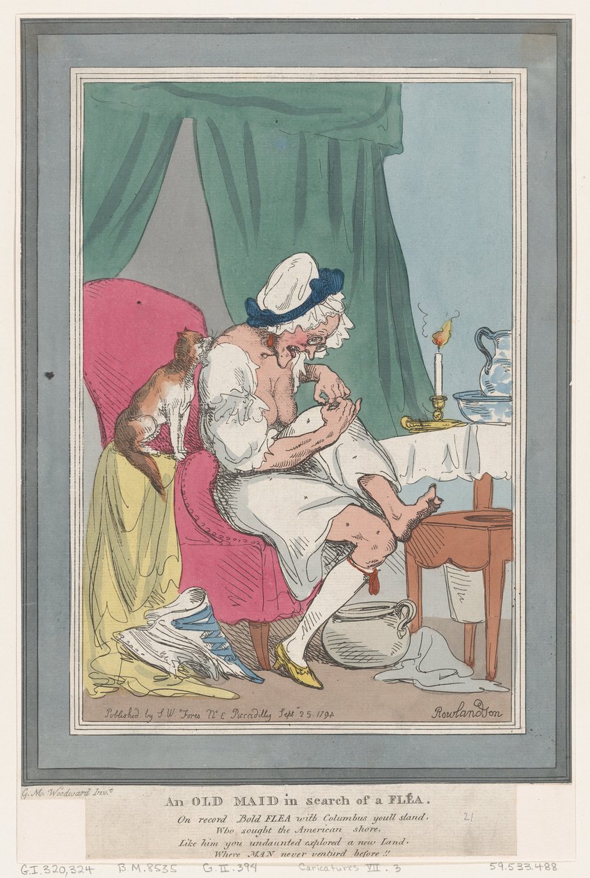ノミを探す老女、1794 年 9 月 25 日、1794 年 9 月 25 日。 作： トーマス・ローランドソン