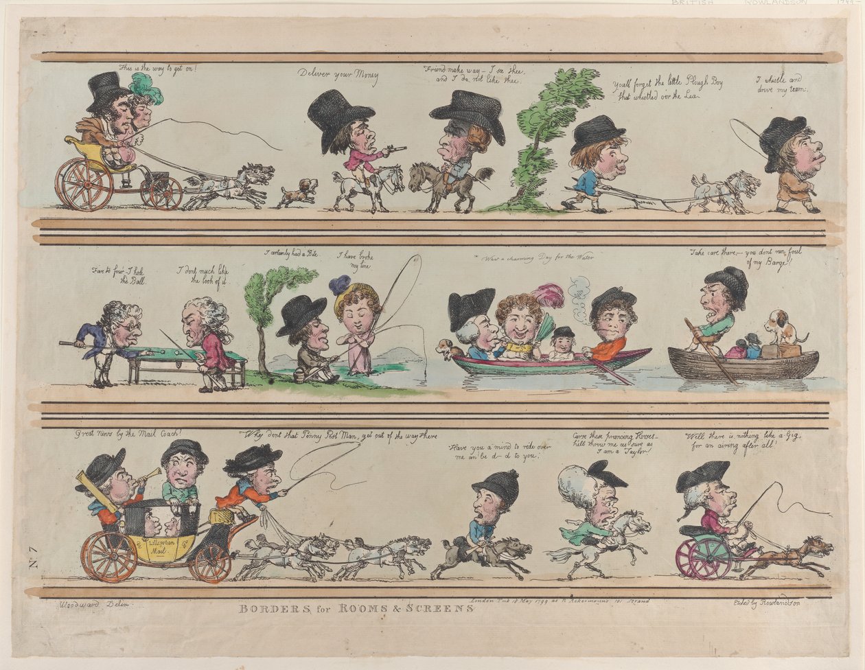 部屋とスクリーンの境界線、プレート 7、1799 年 5 月 10 日、1799 年 5 月 10 日。 作： トーマス・ローランドソン