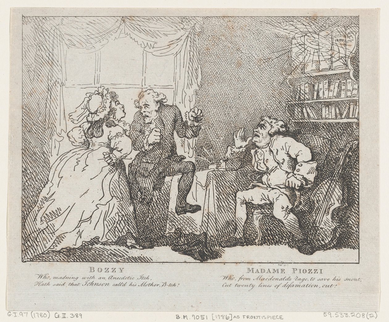 Bozzy and Madame Piozzi Frontispiece, Bozzy and Piozzi by Peter Pindar, 1780-86., 1780-86. 作： トーマス・ローランドソン