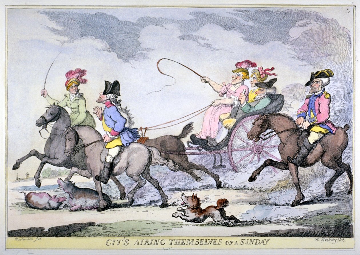 1809年、日曜日に放映されるCits 作： トーマス・ローランドソン