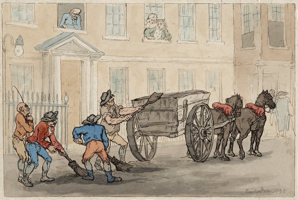 し尿を集める、パブ。 1788年 作： トーマス・ローランドソン