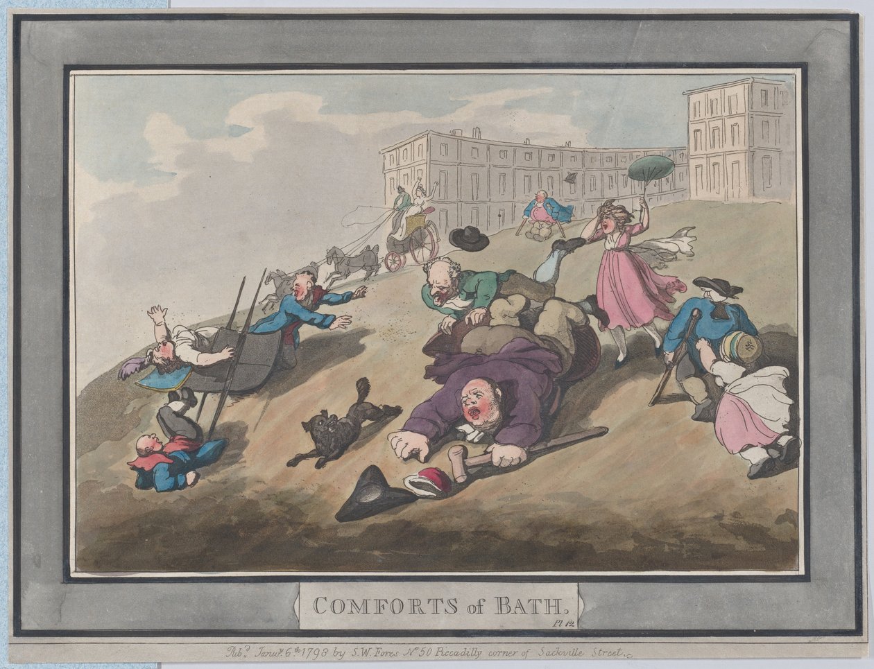 Comforts of Bath、プレート 12、1798 年 1 月 6 日、1798 年 1 月 6 日。 作： トーマス・ローランドソン