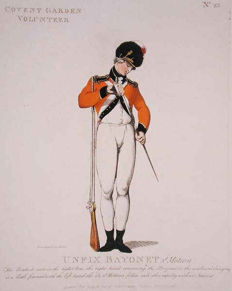 コベントガーデンのボランティア、1798年発行の「Loyal Volunteers of London and Environs」のプレート23（カラーリトグラフ 作： トーマス・ローランドソン