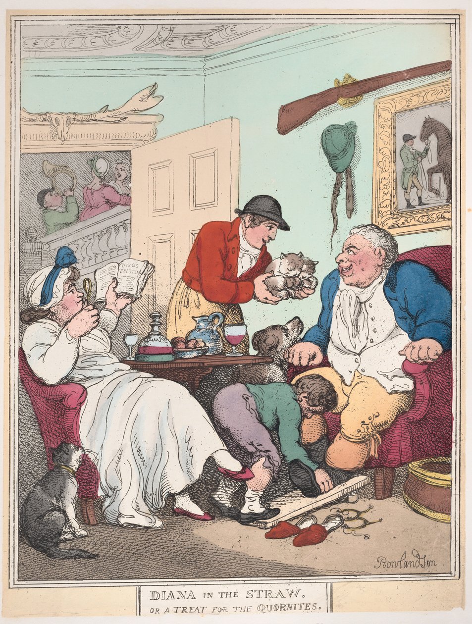 Diana in the Straw, or A Treat for Quornites, January 1, 1804., January 1, 1804. 作： トーマス・ローランドソン