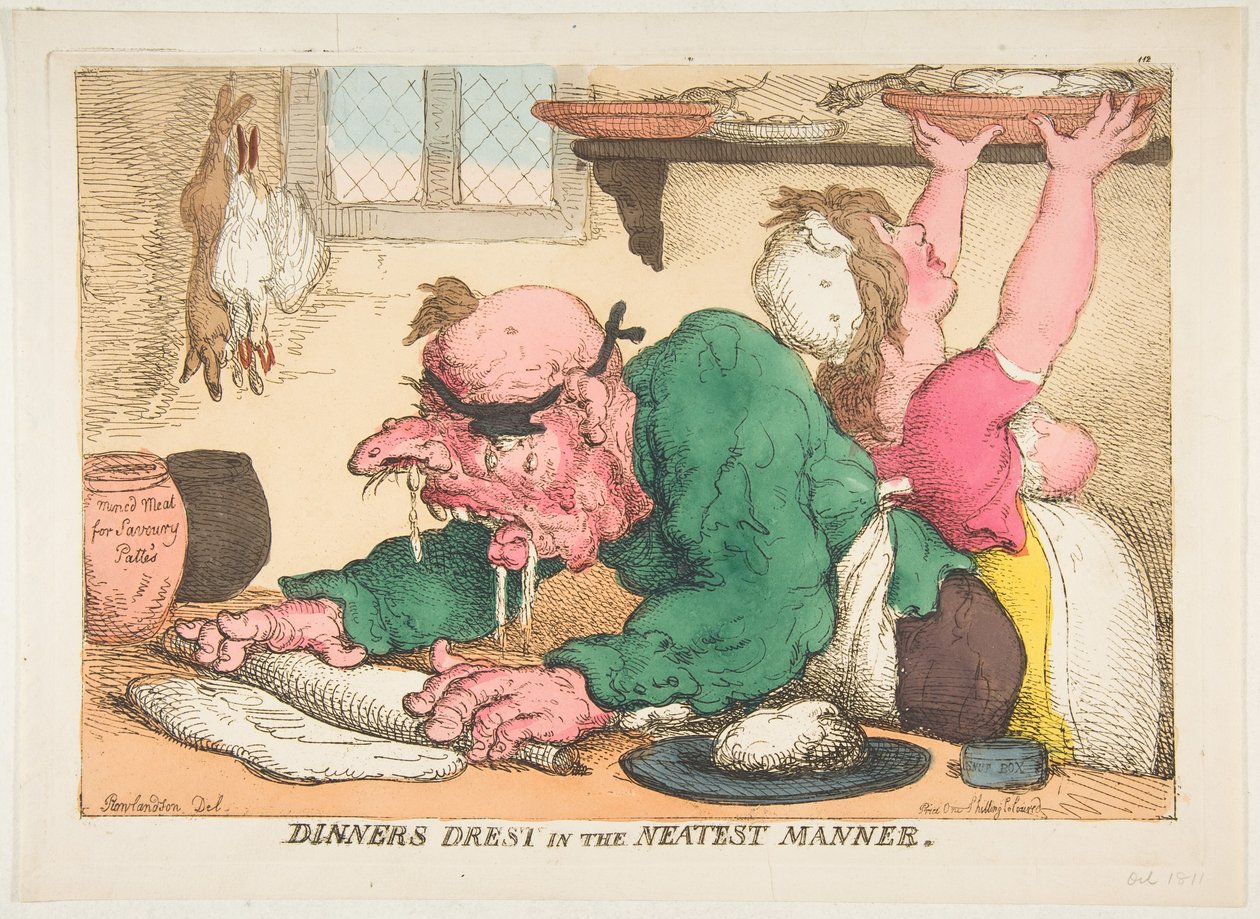1811年10月、最も美しい方法で夕食をとる。 作： トーマス・ローランドソン