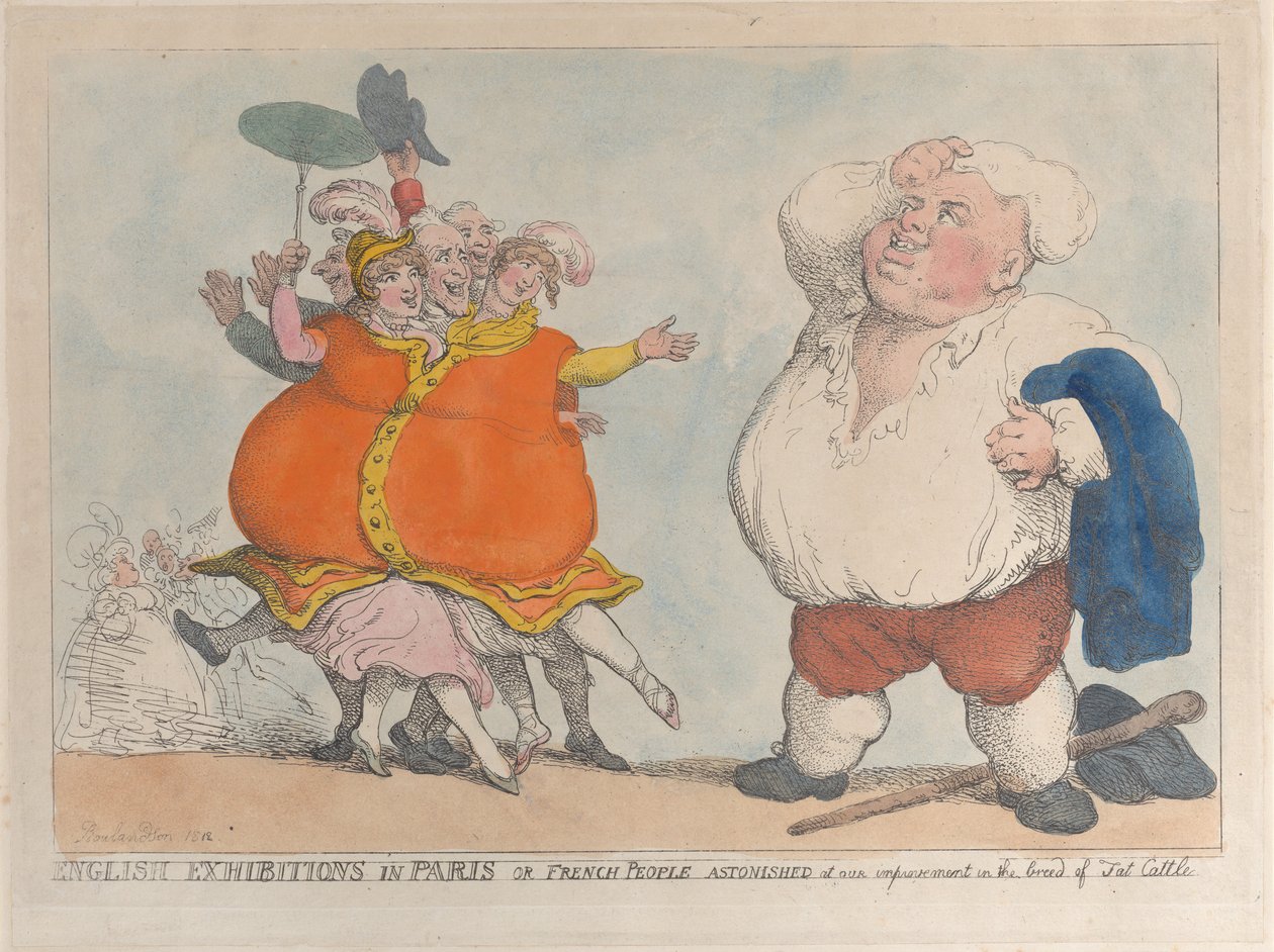 パリでの英語の博覧会またはフランス人は、品種の改善に驚いた., 1812. 作： トーマス・ローランドソン
