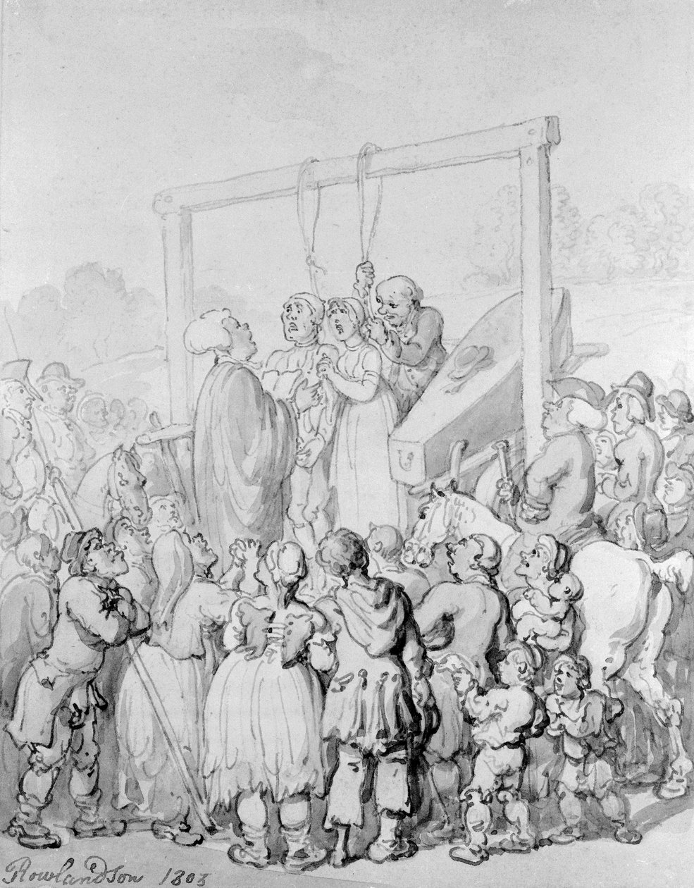 タイバーンでの処刑、1803 年 作： トーマス・ローランドソン