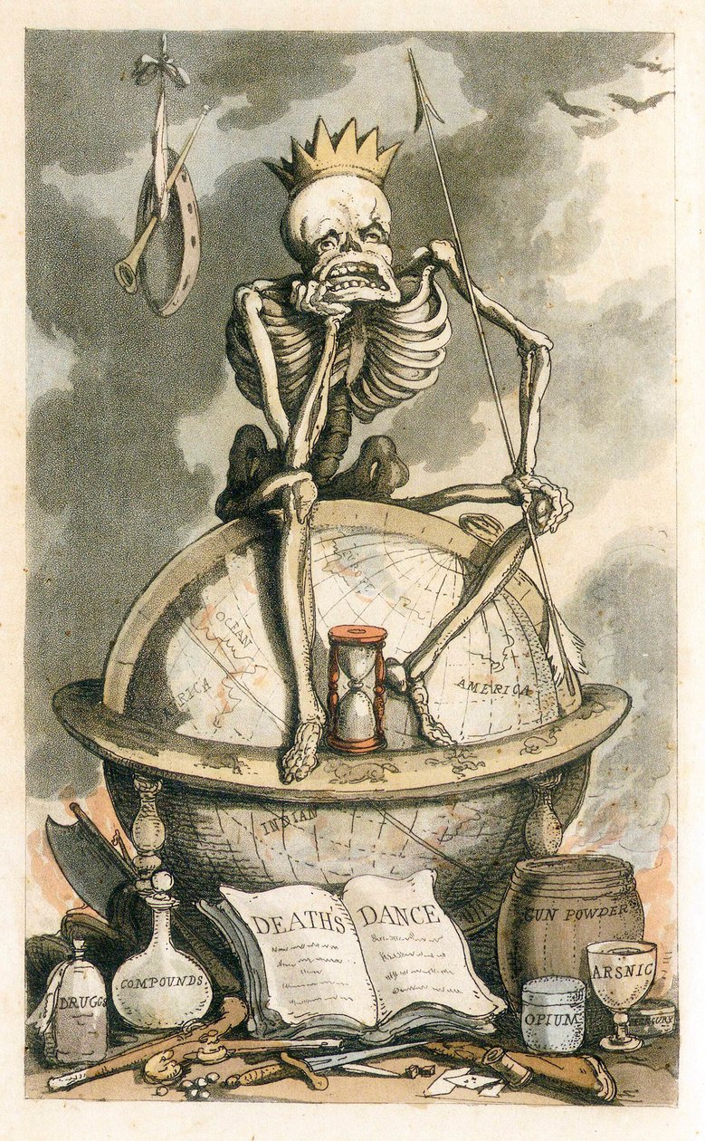 The English Dance of Death、pub の口絵。 1815 年の着色された彫刻、1815 年。 作： トーマス・ローランドソン