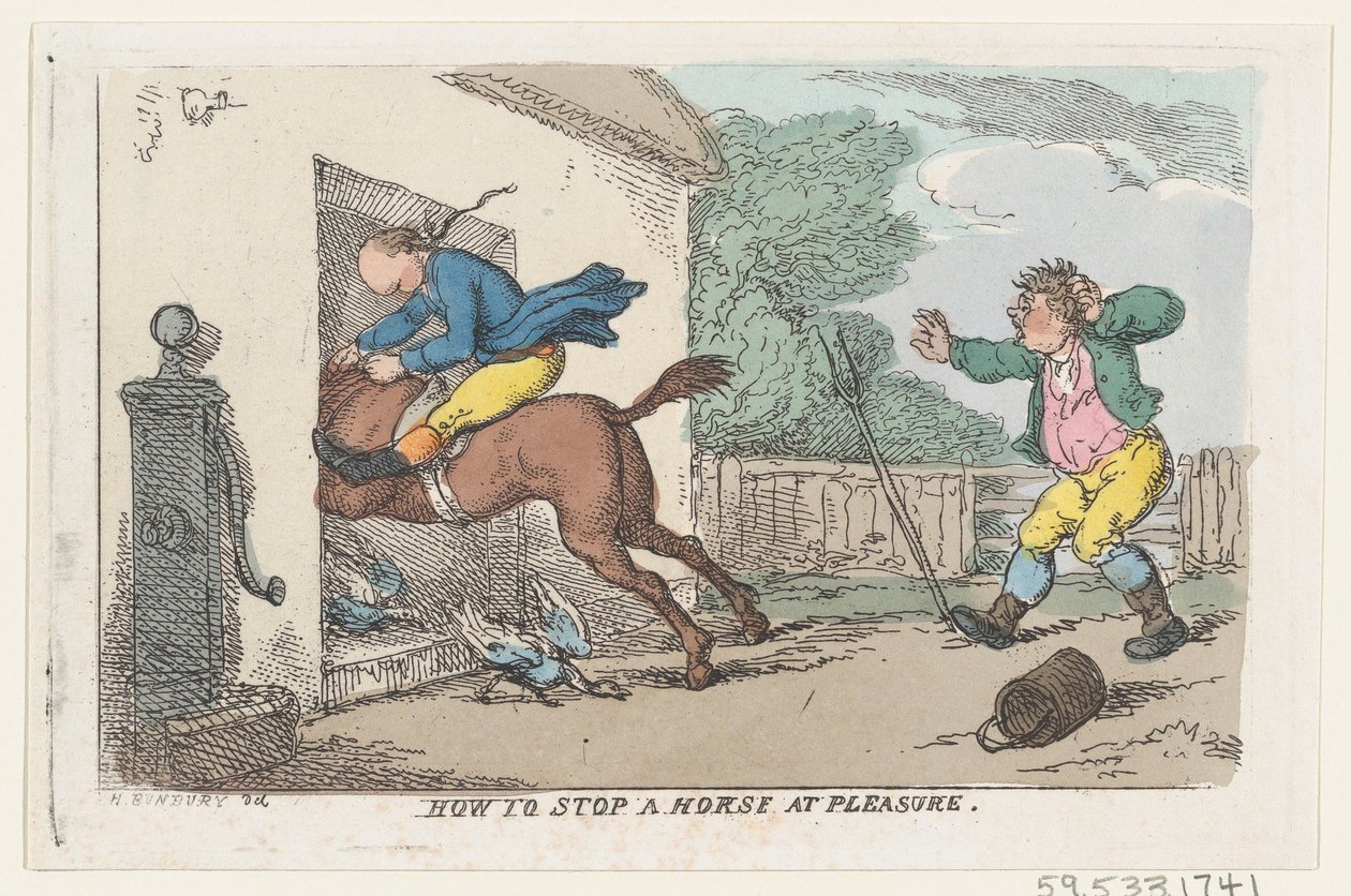 喜びで馬を止める方法、1803年、1803年。 作： トーマス・ローランドソン