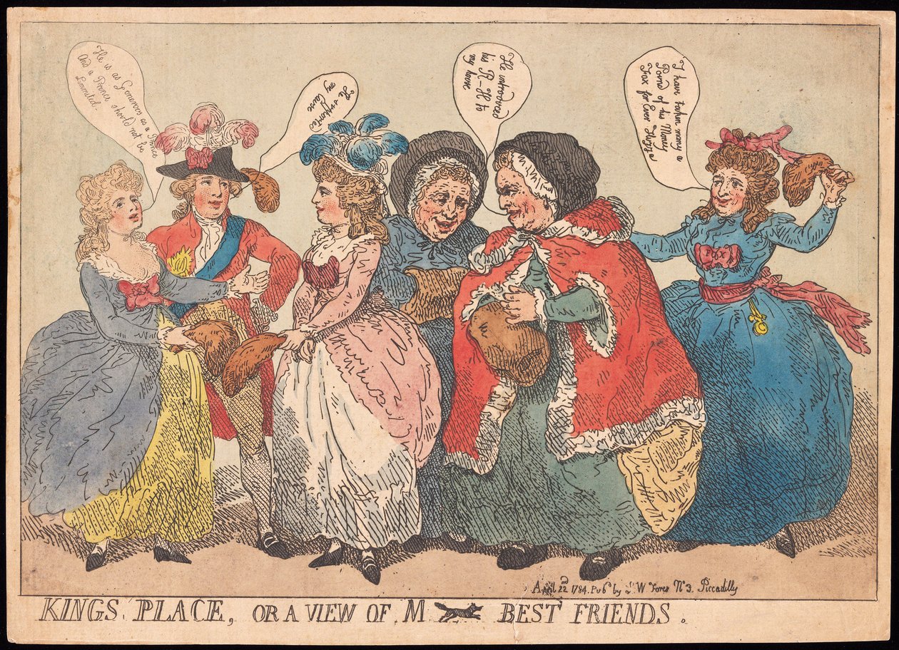キングスプレイス、またはMの眺め----親友、パブ。 1784年（手描きの彫刻） 作： トーマス・ローランドソン