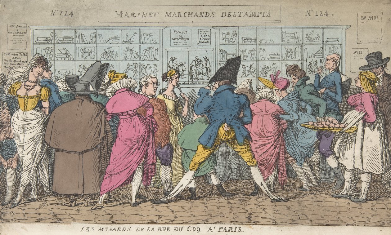 パリのRue du CoqのMusards パリのRue CoqのDawdlers。 1810年頃。 1810年。 作： トーマス・ローランドソン