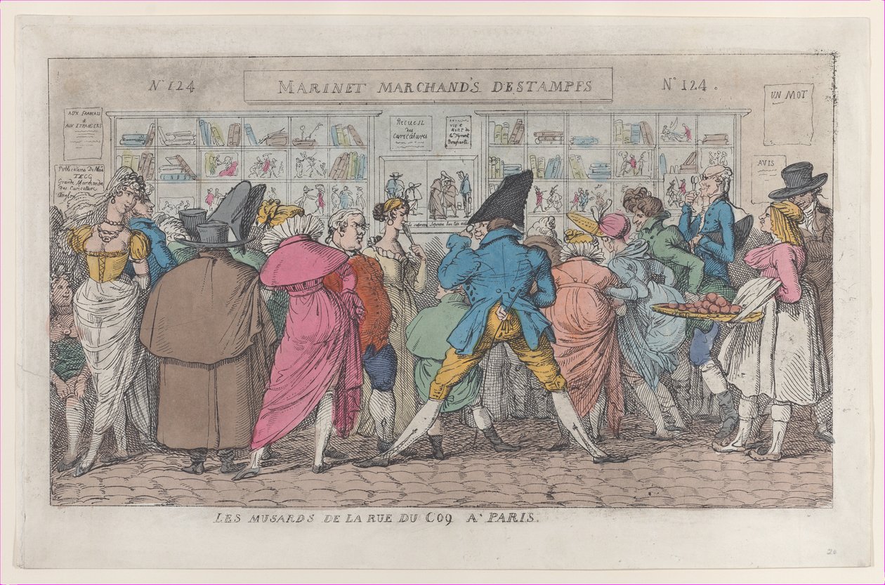 パリのRue du CoqのMusards Rue CoqのDawdlers、ca。 1810年頃。 1810年。 作： トーマス・ローランドソン