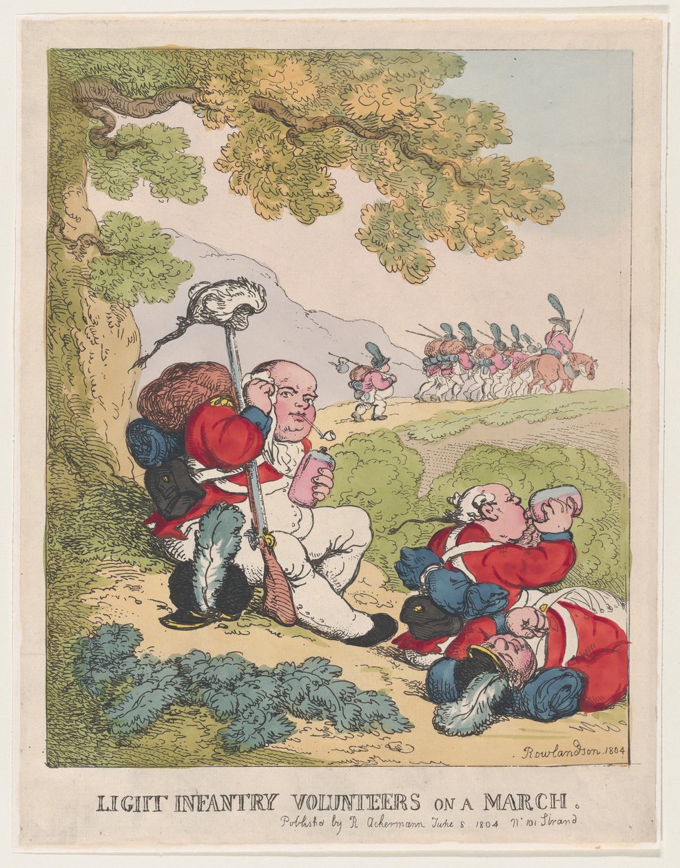 1804 年 3 月、6 月 8 日、1804 年 6 月 8 日の軽歩兵志願兵。 作： トーマス・ローランドソン
