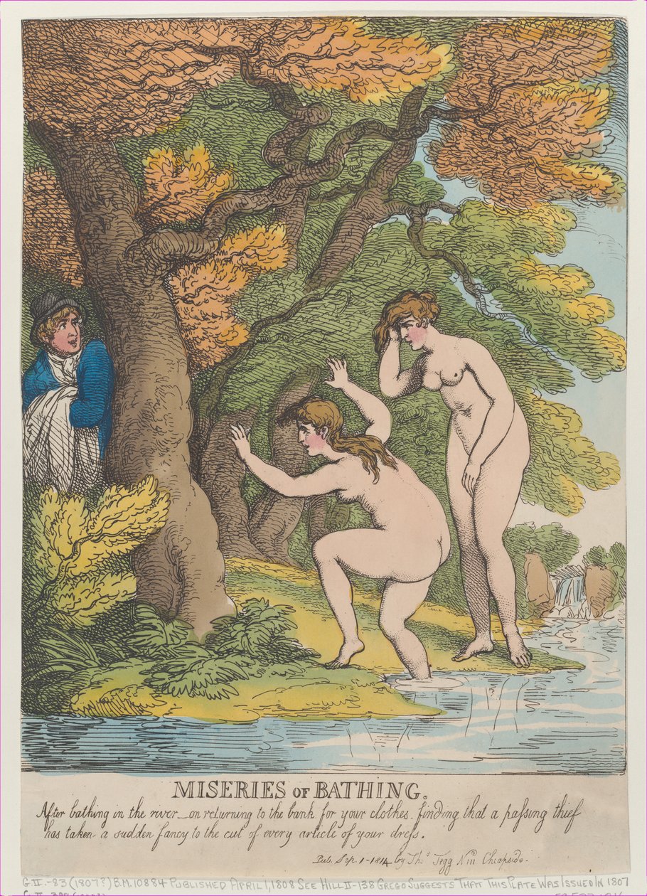 Miseries of Bathing、[1808 年 4 月 1 日]、9 月に再発行...、[1808 年 4 月 1 日]、1814 年 9 月 1 日に再発行。 作： トーマス・ローランドソン
