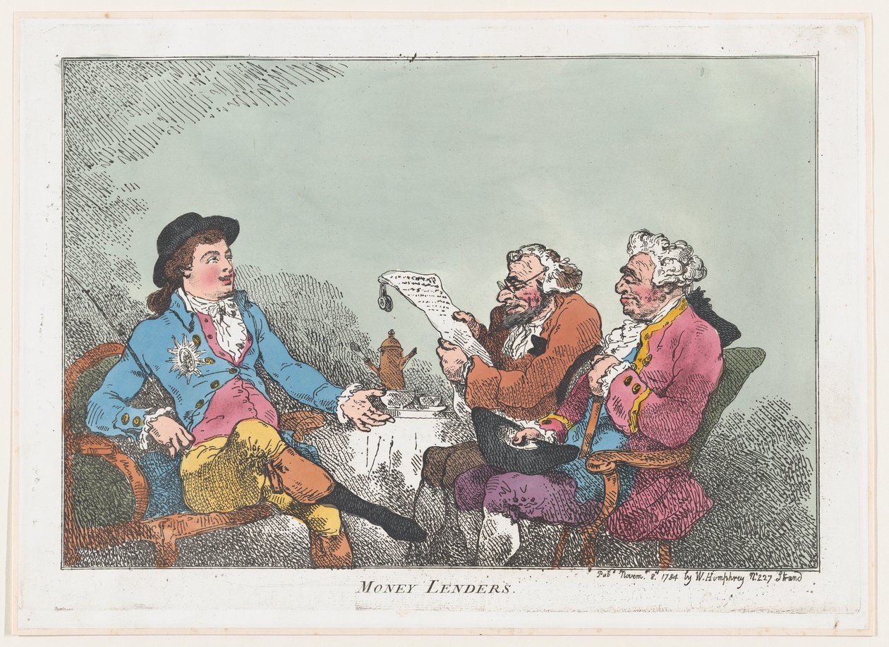 Money Lenders、1784 年 11 月 8 日、1784 年 11 月 8 日。 作： トーマス・ローランドソン